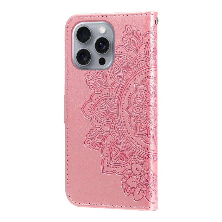 For iPhone 16 Pro Max 7-petal Flowers Embossing Leather Phone Case(Rose Gold) - iPhone 16 Pro Max Cases by buy2fix | Online Shopping UK | buy2fix