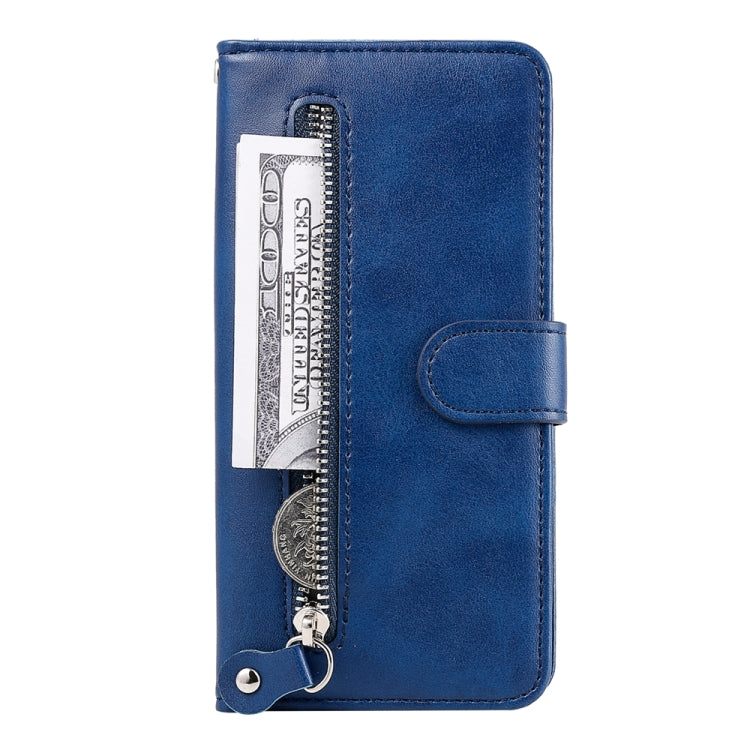 For iPhone 16 Plus Fashion Calf Texture Zipper Leather Phone Case(Blue) - iPhone 16 Plus Cases by buy2fix | Online Shopping UK | buy2fix