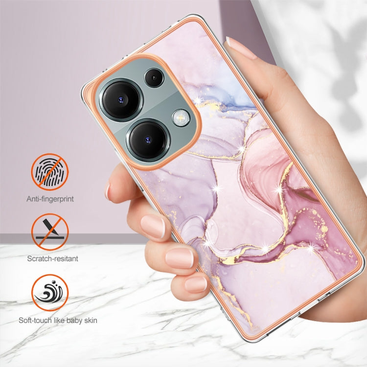 For Xiaomi Redmi Note 13 Pro 4G Global Electroplating Marble Dual-side IMD Phone Case(Rose Gold 005) - Note 13 Pro Cases by buy2fix | Online Shopping UK | buy2fix