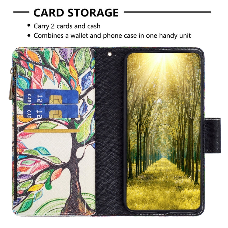 For iPhone 16 Pro Max Colored Drawing Pattern Zipper Phone Leather Case(Tree) - iPhone 16 Pro Max Cases by buy2fix | Online Shopping UK | buy2fix