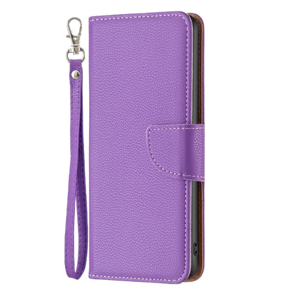 For iPhone 16 Pro Max Litchi Texture Pure Color Flip Leather Phone Case(Purple) - iPhone 16 Pro Max Cases by buy2fix | Online Shopping UK | buy2fix