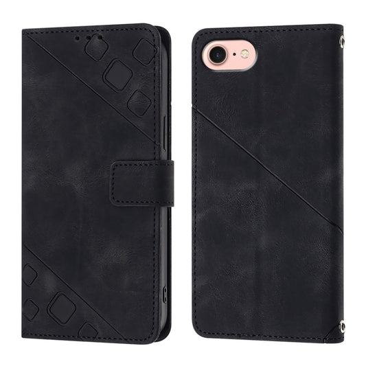 For iPhone SE 2024 Skin-feel Embossed Leather Phone Case(Black) - More iPhone Cases by buy2fix | Online Shopping UK | buy2fix