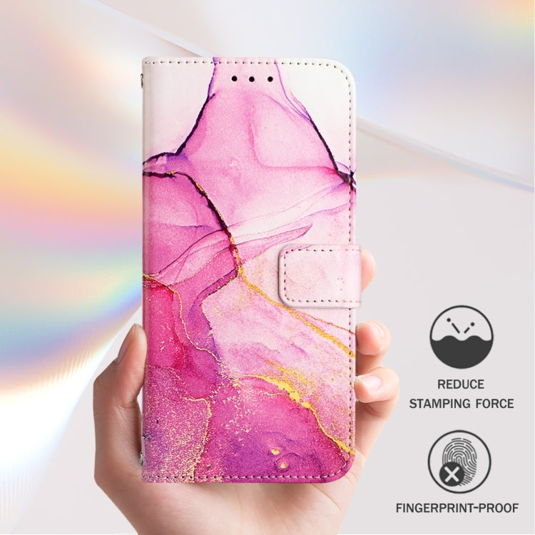 For iPhone 16 PT003 Marble Pattern Flip Leather Phone Case(Pink Purple Gold LS001) - iPhone 16 Cases by buy2fix | Online Shopping UK | buy2fix