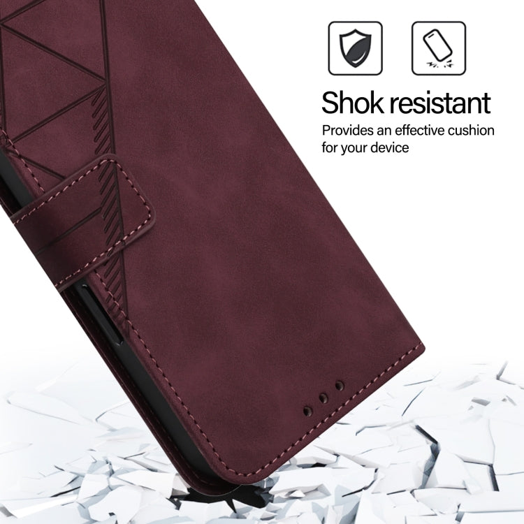 For iPhone 16 Crossbody 3D Embossed Flip Leather Phone Case(Wine Red) - iPhone 16 Cases by buy2fix | Online Shopping UK | buy2fix