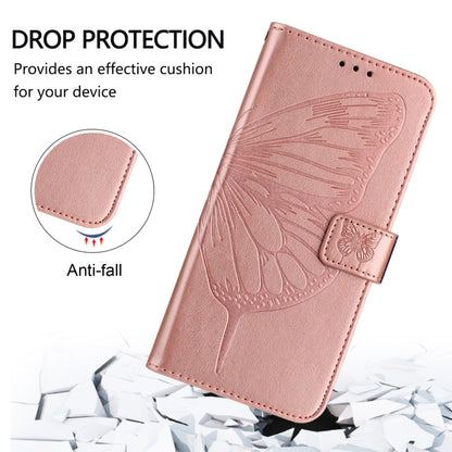 For iPhone 16 Pro Max Embossed Butterfly Leather Phone Case(Rose Gold) - iPhone 16 Pro Max Cases by buy2fix | Online Shopping UK | buy2fix