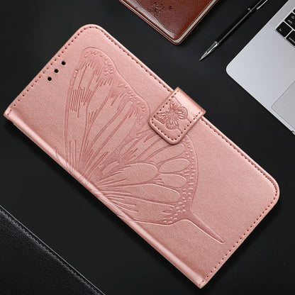 For iPhone 16 Pro Max Embossed Butterfly Leather Phone Case(Rose Gold) - iPhone 16 Pro Max Cases by buy2fix | Online Shopping UK | buy2fix