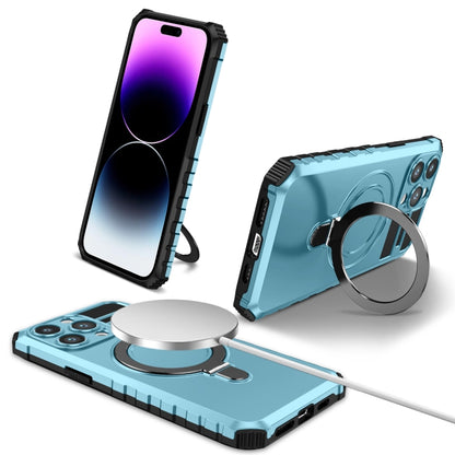 For iPhone 14 Pro Max MagSafe Magnetic Holder Phone Case(Light Blue) - iPhone 14 Pro Max Cases by buy2fix | Online Shopping UK | buy2fix