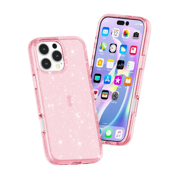 For iPhone 16 Pro Shockproof Terminator Glitter Powder Phone Case(Pink) - iPhone 16 Pro Cases by buy2fix | Online Shopping UK | buy2fix