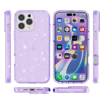 For iPhone 16 Pro Shockproof Terminator Glitter Powder Phone Case(Purple) - iPhone 16 Pro Cases by buy2fix | Online Shopping UK | buy2fix