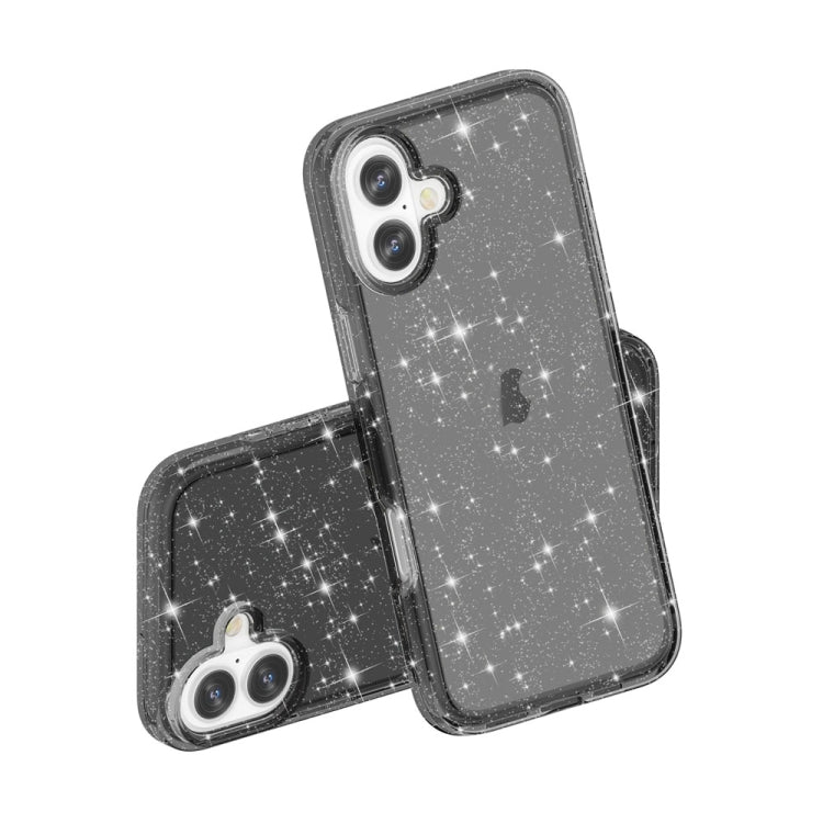 For iPhone 16 Plus Shockproof Terminator Glitter Powder Phone Case(Black) - iPhone 16 Plus Cases by buy2fix | Online Shopping UK | buy2fix