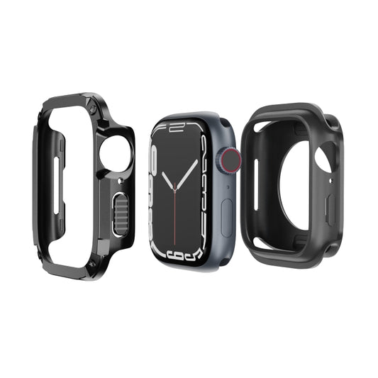 For Apple Watch Series 8 / 7 41mm 2-in-1 PC Hybrid TPU Armor Watch Case(Black) - Watch Cases by buy2fix | Online Shopping UK | buy2fix