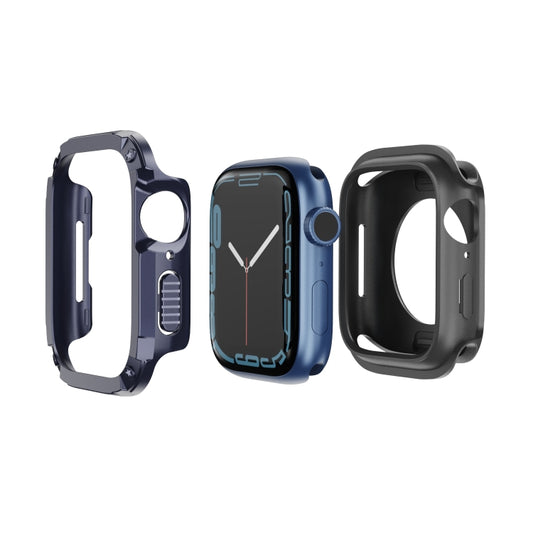 For Apple Watch Series 8 / 7 41mm 2-in-1 PC Hybrid TPU Armor Watch Case(Midnight Blue) - Watch Cases by buy2fix | Online Shopping UK | buy2fix