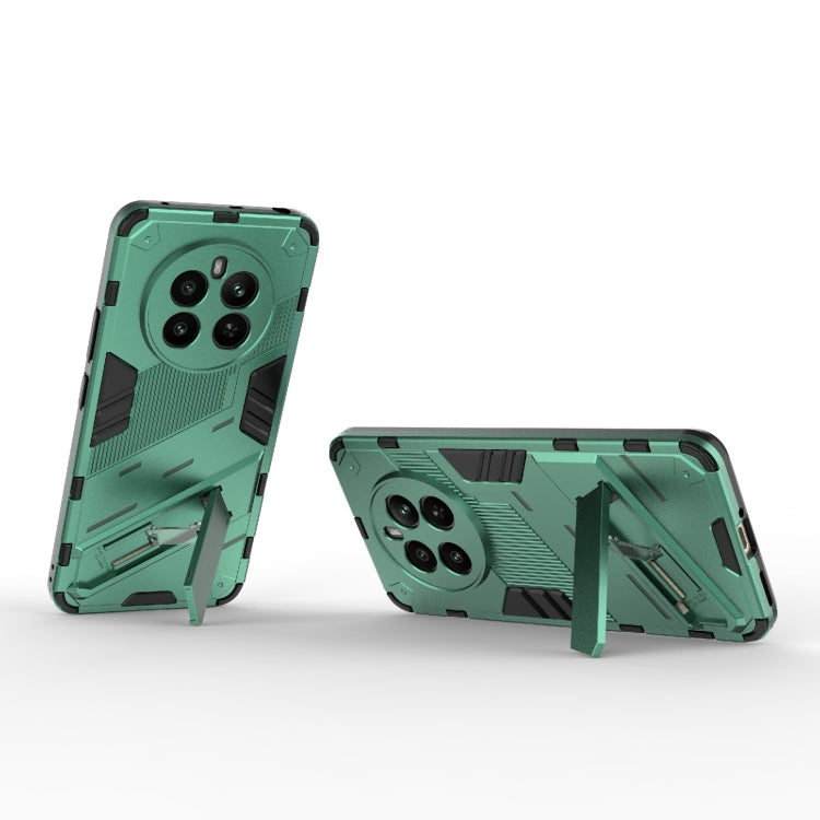 For Realme 12+ 5G Global Punk Armor 2 in 1 PC + TPU Phone Case with Holder(Green) - Realme Cases by buy2fix | Online Shopping UK | buy2fix