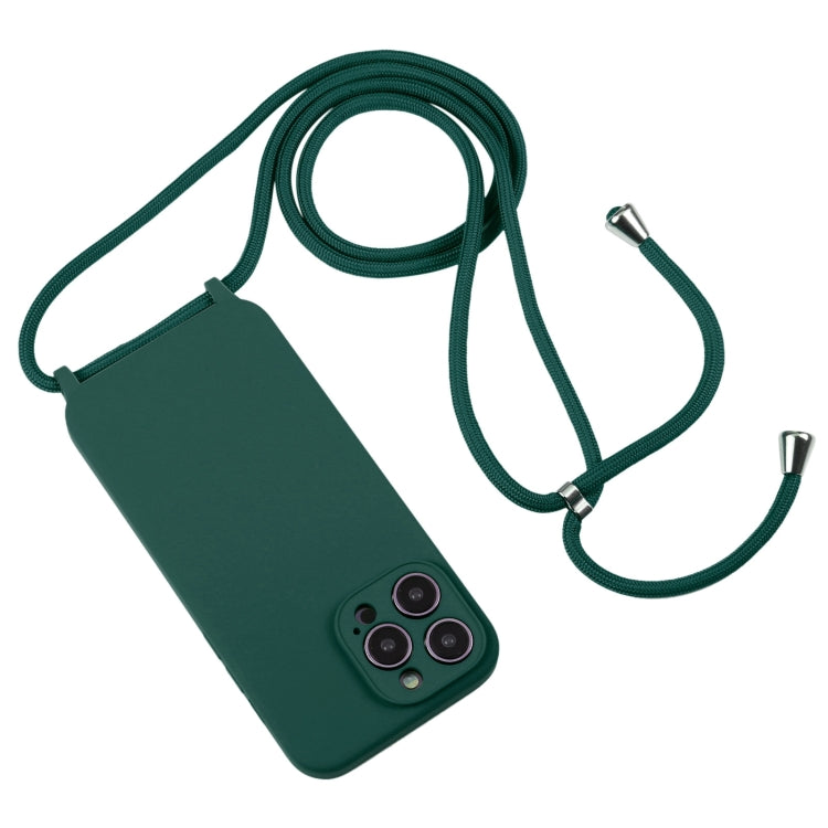 For iPhone 16 Crossbody Lanyard Liquid Silicone Case(Pine Needle Green) - iPhone 16 Cases by buy2fix | Online Shopping UK | buy2fix