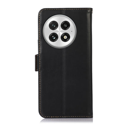 For OnePlus Nord 13 Magnetic Crazy Horse Texture Genuine Leather RFID Phone Case(Black) - OnePlus Cases by buy2fix | Online Shopping UK | buy2fix