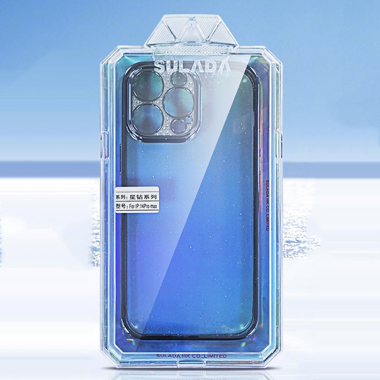 For iPhone 15 Pro Max SULADA Electroplated Transparent Glittery TPU Phone Case(Blue) - iPhone 15 Pro Max Cases by SULADA | Online Shopping UK | buy2fix