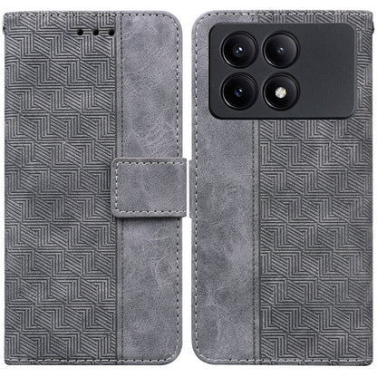 For Xiaomi Redmi K70E / Poco X6 Pro Geometric Embossed Leather Phone Case(Grey) - K70E Cases by buy2fix | Online Shopping UK | buy2fix