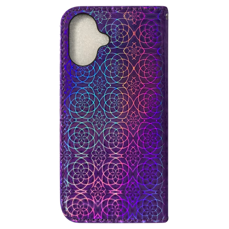 For iPhone 16 Plus Colorful Magnetic Buckle Leather Phone Case(Purple) - iPhone 16 Plus Cases by buy2fix | Online Shopping UK | buy2fix