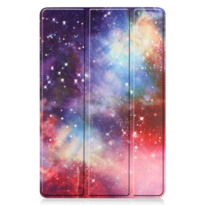 For Samsung Galaxy Tab S9 FE+ Custer Painted 3-Fold Holder Smart Leather Tablet Case(Milky Way Nebula) - Galaxy Tab S9 FE+ by buy2fix | Online Shopping UK | buy2fix