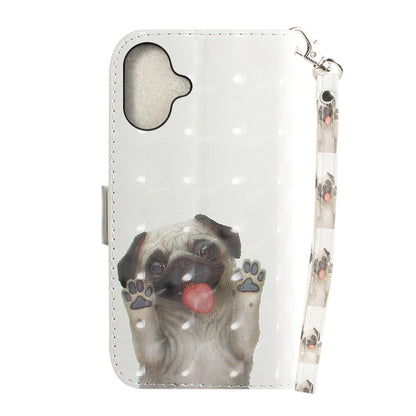 For iPhone 16 Plus 3D Colored Horizontal Flip Leather Phone Case(Pug) - iPhone 16 Plus Cases by buy2fix | Online Shopping UK | buy2fix