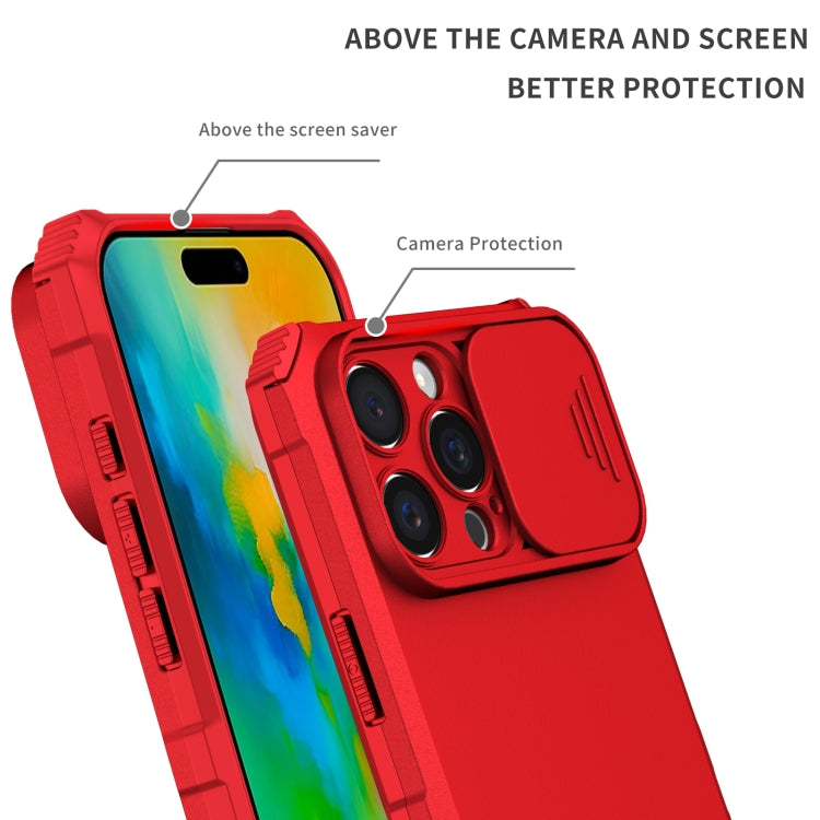 For iPhone 16 Pro Stereoscopic Holder Sliding Camshield Phone Case(Red) - iPhone 16 Pro Cases by buy2fix | Online Shopping UK | buy2fix