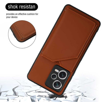 For Xiaomi Redmi Note 12 Pro+ 5G Global Skin Feel PU + TPU + PC Card Slots Phone Case(Brown) - Xiaomi Cases by buy2fix | Online Shopping UK | buy2fix