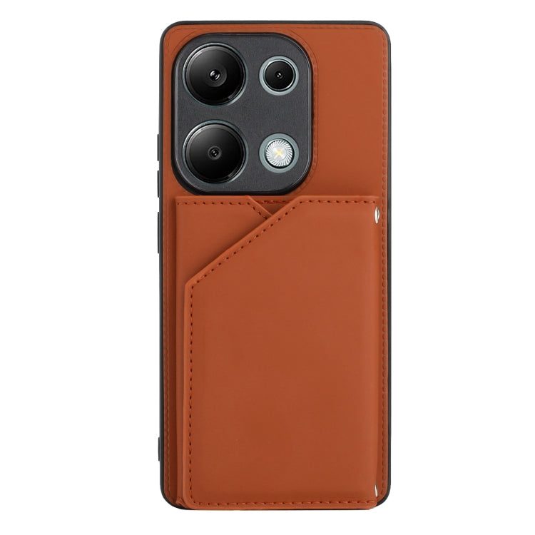 For Xiaomi Redmi Note 13 Pro 4G Global Skin Feel PU + TPU + PC Card Slots Phone Case(Brown) - Note 13 Cases by buy2fix | Online Shopping UK | buy2fix