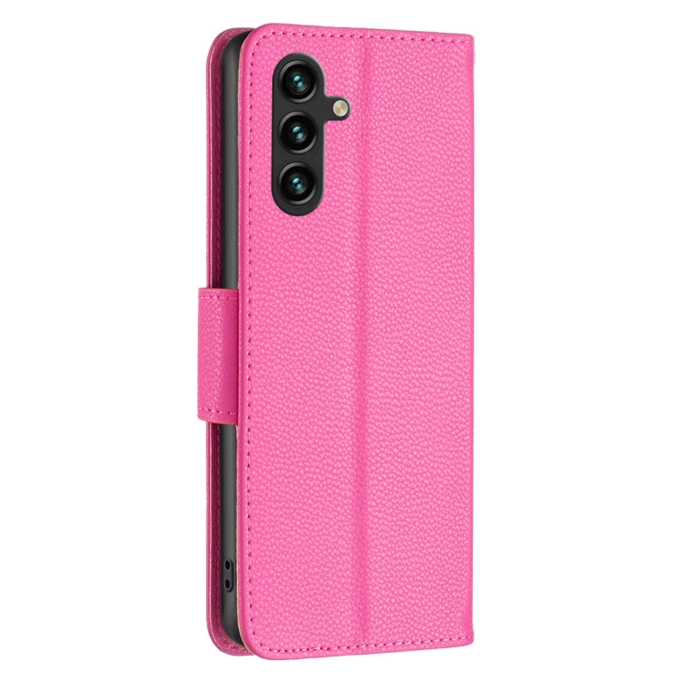 For Samsung Galaxy A35 Litchi Texture Pure Color Flip Leather Phone Case(Rose Red) - Galaxy Phone Cases by buy2fix | Online Shopping UK | buy2fix