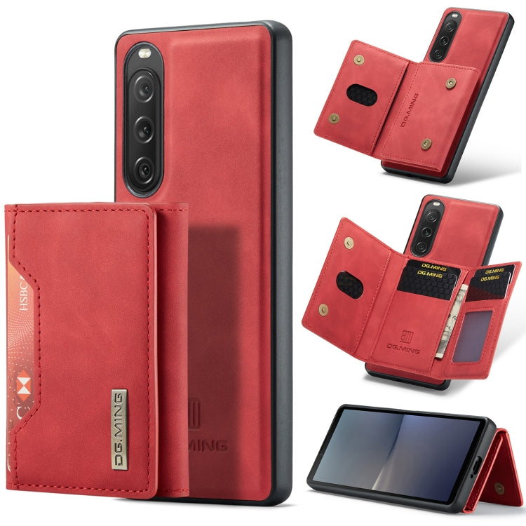 For Sony Xperia 10 V DG.MING M2 Series 3-Fold Multi Card Bag + Magnetic Phone Case(Red) - Sony Cases by DG.MING | Online Shopping UK | buy2fix