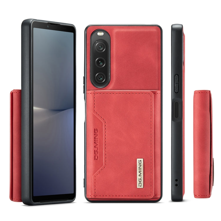 For Sony Xperia 10 V DG.MING M2 Series 3-Fold Multi Card Bag + Magnetic Phone Case(Red) - Sony Cases by DG.MING | Online Shopping UK | buy2fix