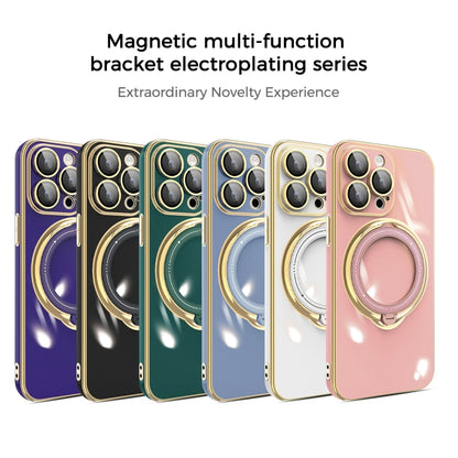 For iPhone 14 Multifunction Electroplating MagSafe Holder Phone Case(Black) - iPhone 14 Cases by buy2fix | Online Shopping UK | buy2fix