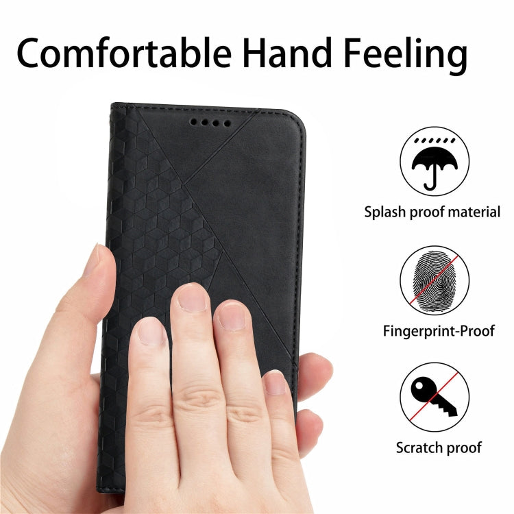 ForSamsung Galaxy S24 Ultra Diamond Splicing Skin Feel Magnetic Leather Phone Case(Black) - Galaxy S24 Ultra 5G Cases by buy2fix | Online Shopping UK | buy2fix