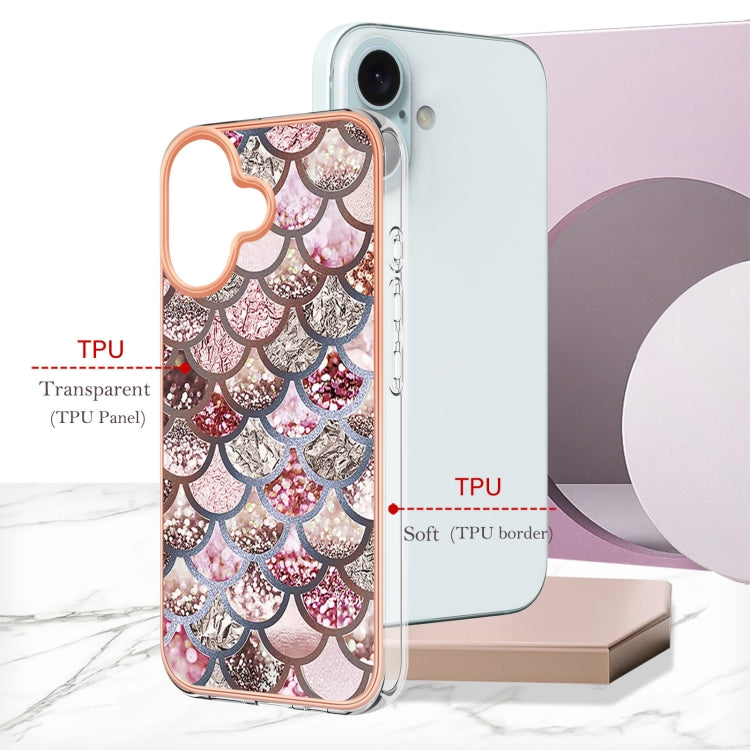 For iPhone 16 Plus Electroplating Pattern IMD TPU Shockproof Case(Pink Scales) - iPhone 16 Plus Cases by buy2fix | Online Shopping UK | buy2fix