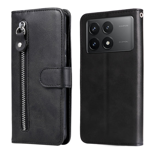 For Xiaomi Redmi K70E Fashion Calf Texture Zipper Leather Phone Case(Black) - K70E Cases by buy2fix | Online Shopping UK | buy2fix
