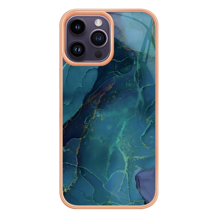 For iPhone 16 Pro Electroplating Marble Dual-side IMD Phone Case(Green 017) - iPhone 16 Pro Cases by buy2fix | Online Shopping UK | buy2fix