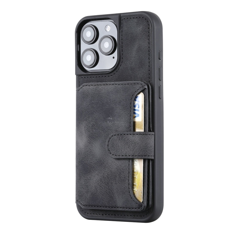 For iPhone 16 Pro Skin Feel Dream RFID Anti-theft PU Card Bag Phone Case(Black) - iPhone 16 Pro Cases by buy2fix | Online Shopping UK | buy2fix