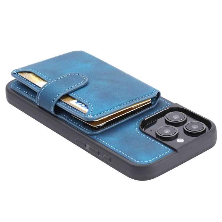 For iPhone 16 Pro Skin Feel Dream RFID Anti-theft PU Card Bag Phone Case(Peacock Blue) - iPhone 16 Pro Cases by buy2fix | Online Shopping UK | buy2fix