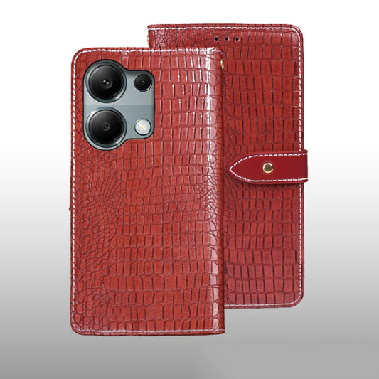 For Xiaomi Redmi Note 13 Pro 4G idewei Crocodile Texture Leather Phone Case(Red) - Note 13 Pro Cases by idewei | Online Shopping UK | buy2fix
