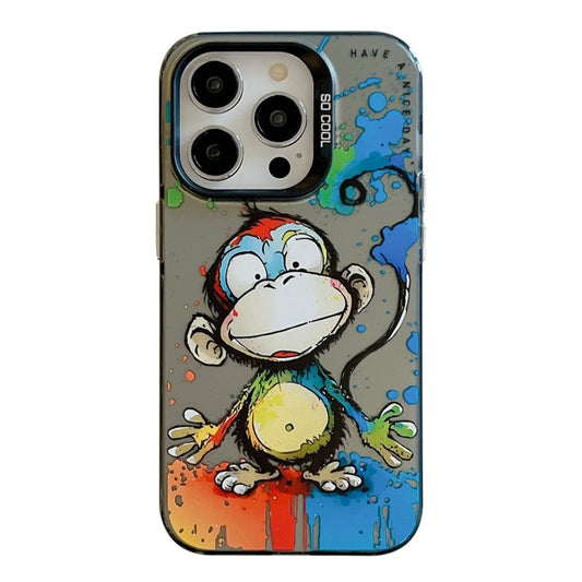 For iPhone 16 Pro Animal Pattern Oil Painting Series PC + TPU Phone Case(Happy Monkey) - iPhone 16 Pro Cases by buy2fix | Online Shopping UK | buy2fix