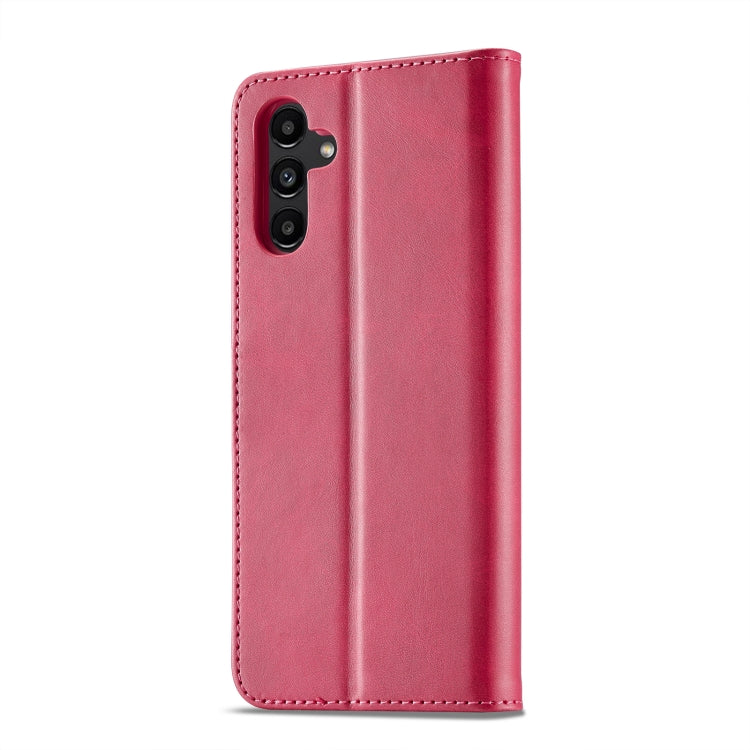 For Samsung Galaxy A55 5G LC.IMEEKE Calf Texture Leather Phone Case(Red) - Galaxy Phone Cases by LC.IMEEKE | Online Shopping UK | buy2fix