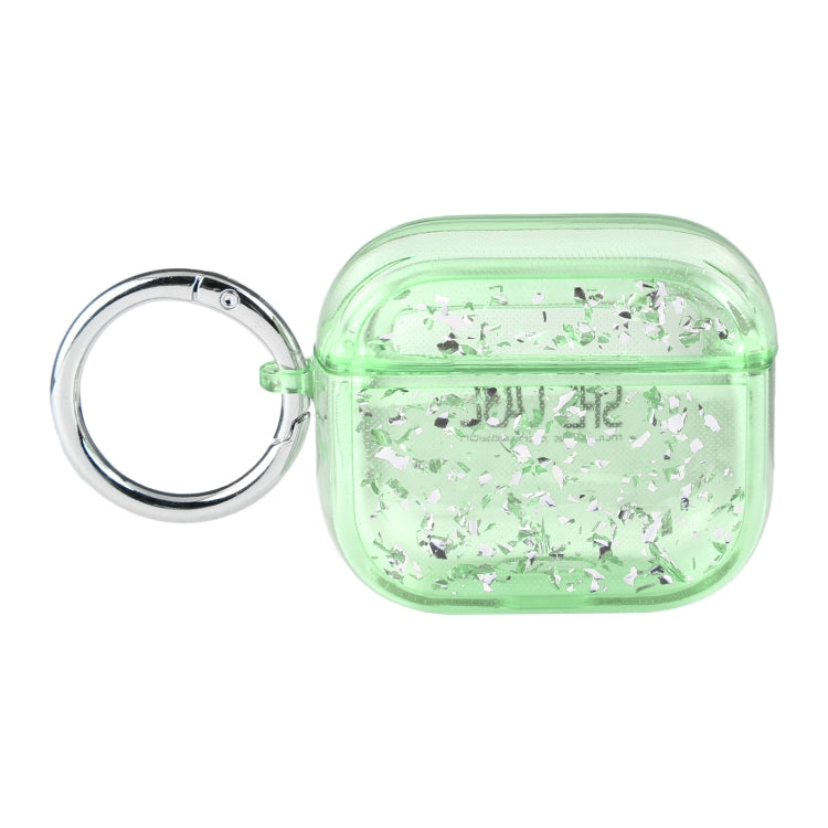 For AirPods Pro 2 Silver Foil Epoxy Bluetooth Earphone Protective Case(Green) - For AirPods Pro 2 by buy2fix | Online Shopping UK | buy2fix