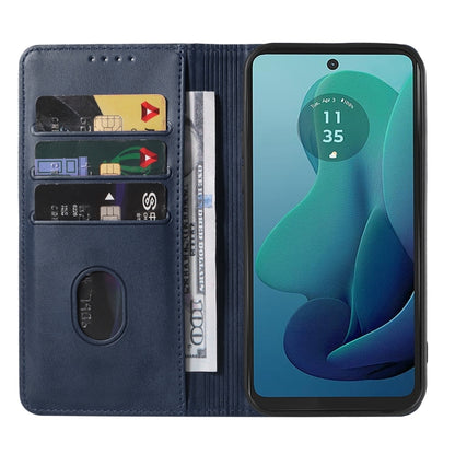 For Motorola Moto G 5G 2024 Magnetic Closure Leather Phone Case(Blue) - Motorola Cases by buy2fix | Online Shopping UK | buy2fix