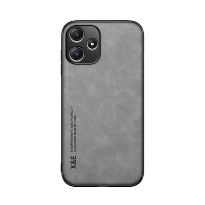 For Xiaomi Redmi 12 5G Skin Feel Magnetic Leather Back Phone Case(Light Grey) - Xiaomi Cases by buy2fix | Online Shopping UK | buy2fix