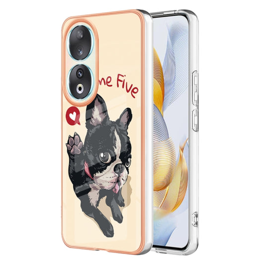 For Honor 90 5G Electroplating Marble Dual-side IMD Phone Case(Lucky Dog) - Honor Cases by buy2fix | Online Shopping UK | buy2fix