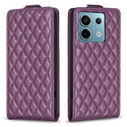 For Xiaomi Redmi Note 13 Pro 4G Global Diamond Lattice Vertical Flip Leather Phone Case(Dark Purple) - Note 13 Pro Cases by buy2fix | Online Shopping UK | buy2fix