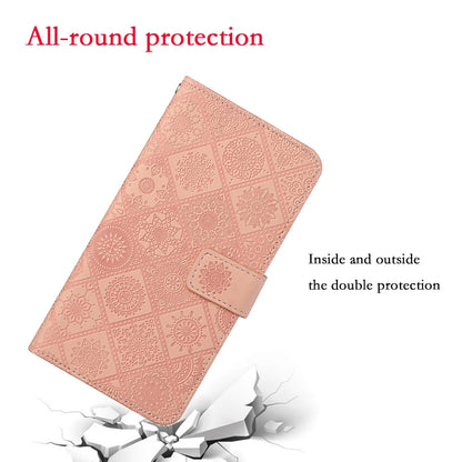 For iPhone 16 Plus Ethnic Style Embossed Pattern Leather Phone Case(Pink) - iPhone 16 Plus Cases by buy2fix | Online Shopping UK | buy2fix