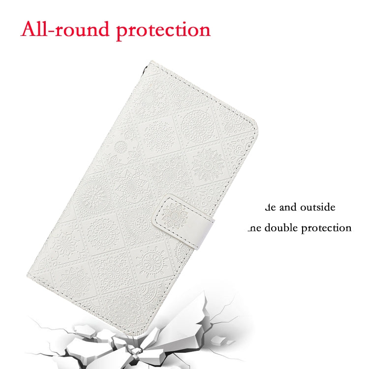 For iPhone 16 Plus Ethnic Style Embossed Pattern Leather Phone Case(White) - iPhone 16 Plus Cases by buy2fix | Online Shopping UK | buy2fix