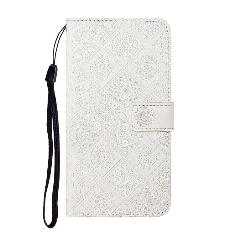 For iPhone 16 Ethnic Style Embossed Pattern Leather Phone Case(White) - iPhone 16 Cases by buy2fix | Online Shopping UK | buy2fix