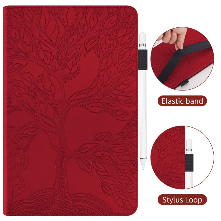 For Samsung Galaxy Tab S9+ / S9 FE+ Life Tree Series Horizontal Flip Leather Tablet Case(Red) - Galaxy Tab S9+ Cases by buy2fix | Online Shopping UK | buy2fix