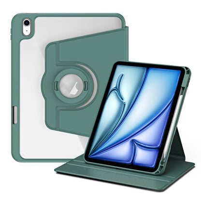 For iPad Air 11 2025 / 2024 Acrylic 360 Rotation Detachable Leather Tablet Case(Deep Green) - iPad Air 11 2025 / 2024 Cases by buy2fix | Online Shopping UK | buy2fix